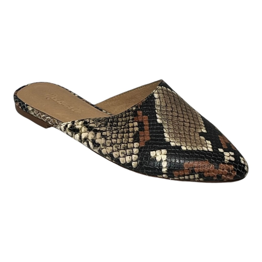 Madewell‎ The Remi Mule Snake Embossed Leather Spiced Cider Multi M3952 Size 6